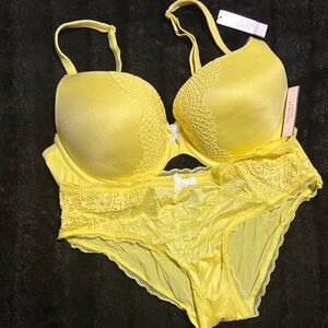 Victoria's Secret Yellow Lace Bra and Panty Set